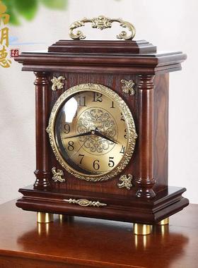 弗朗德古典轻奢实木座钟台式钟表家用客厅覆古钟 钟桌面静音座钟