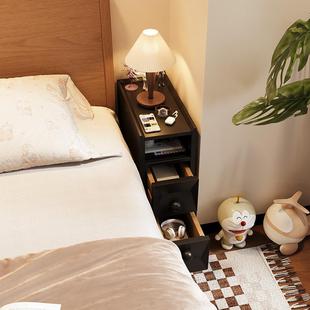超窄床头柜极简卧室床边窄柜子20公分窄款穿头柜可移动床尾夹缝柜