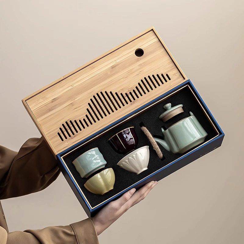 高档轻奢五大名窑功夫茶具套装汝窑陶瓷茶杯送礼家用泡茶壶礼盒装,餐饮具,功夫茶具,淘宝优惠券,粉丝福利购,淘宝优惠卷