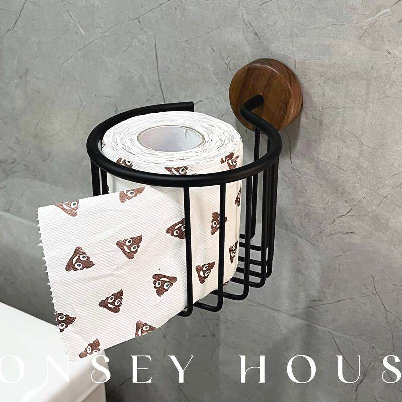 卫生间置物架收纳架卷纸器免打孔纸巾盒筒挂墙式浴室厕所胡桃木新