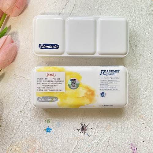 德国Schminke白盒2025新预科级水彩颜料固体9色白色塑料盒