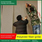 订制聚酯纤维格栅木制吸声板条形隔音材料会议室家庭背景墙隔音板