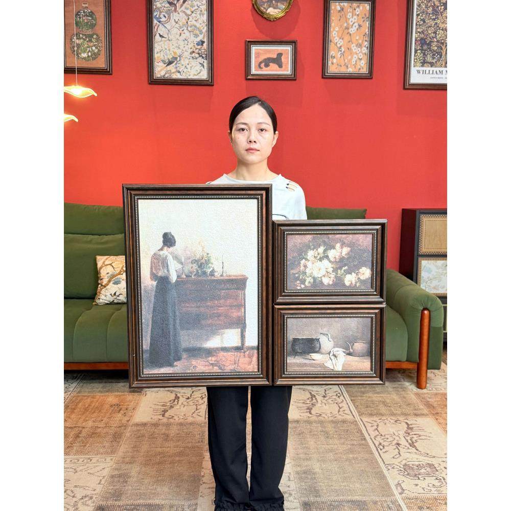 安宁与闲法式小众覆古风装饰画组合壁画P007三联3570,家居饰品,现代装饰画,淘宝优惠券,粉丝福利购,淘宝优惠卷