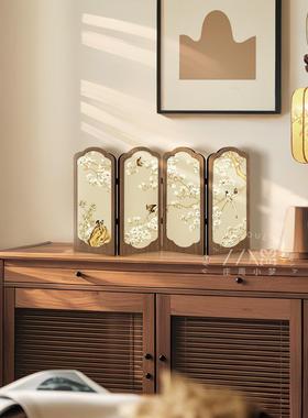 新中国风花鸟屏风桌面摆件入口柜茶几家居摆件中国风客厅绘画礼品