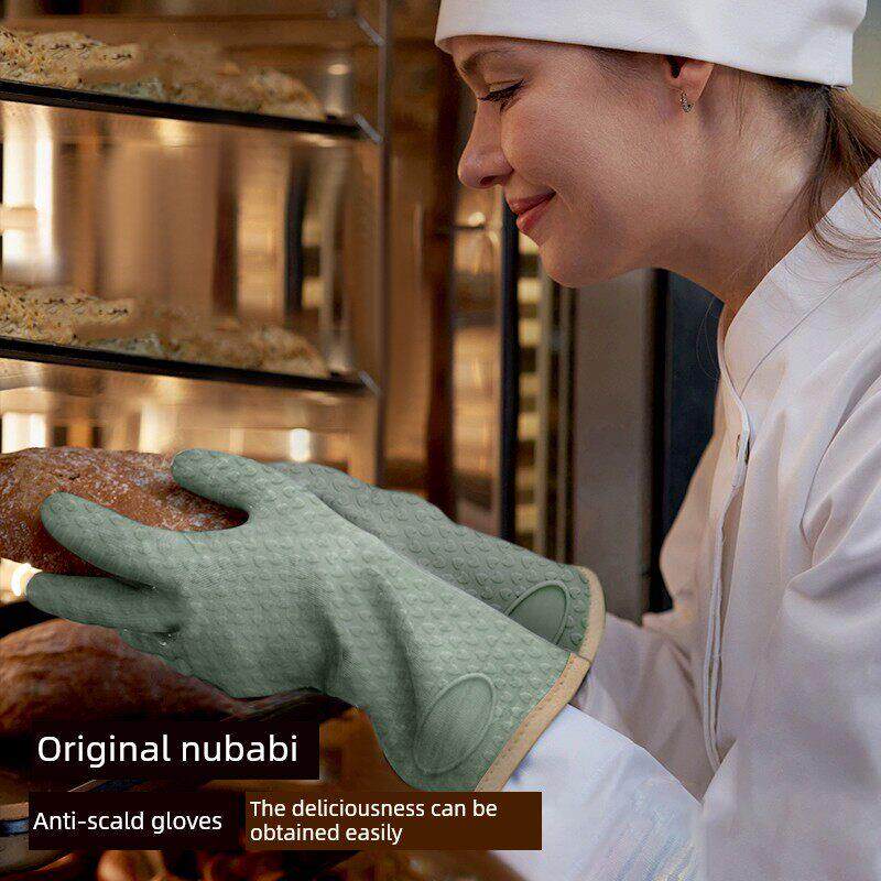 Nubabi防烫伤手套绝缘加厚防滑耐热硅胶烘箱高温微波炉手套