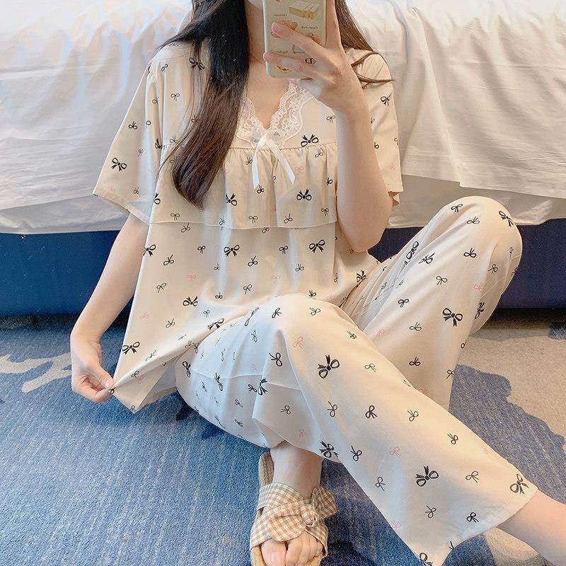 夏季防凸点家居服新款棉绸睡衣女士短袖长裤公主风睡衣高级感套装,女士内衣/男士内衣/家居服,睡衣/家居服套装,淘宝优惠券,粉丝福利购,淘宝优惠卷