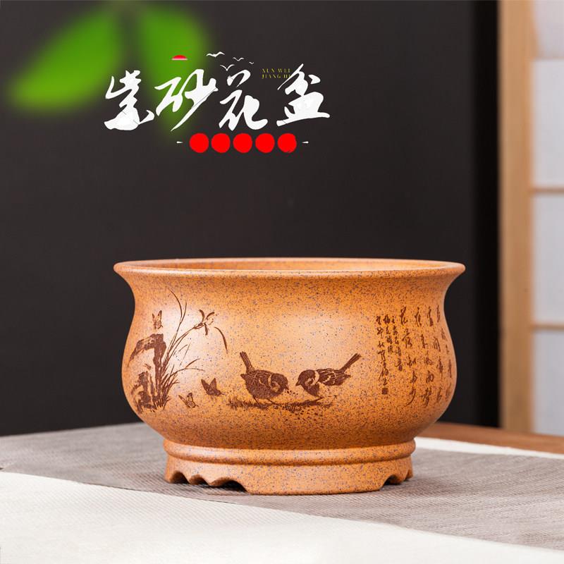 清仓陶瓷紫砂花盆多肉菖蒲盆景盆金撢子黄杨提根文人老桩盆云竹