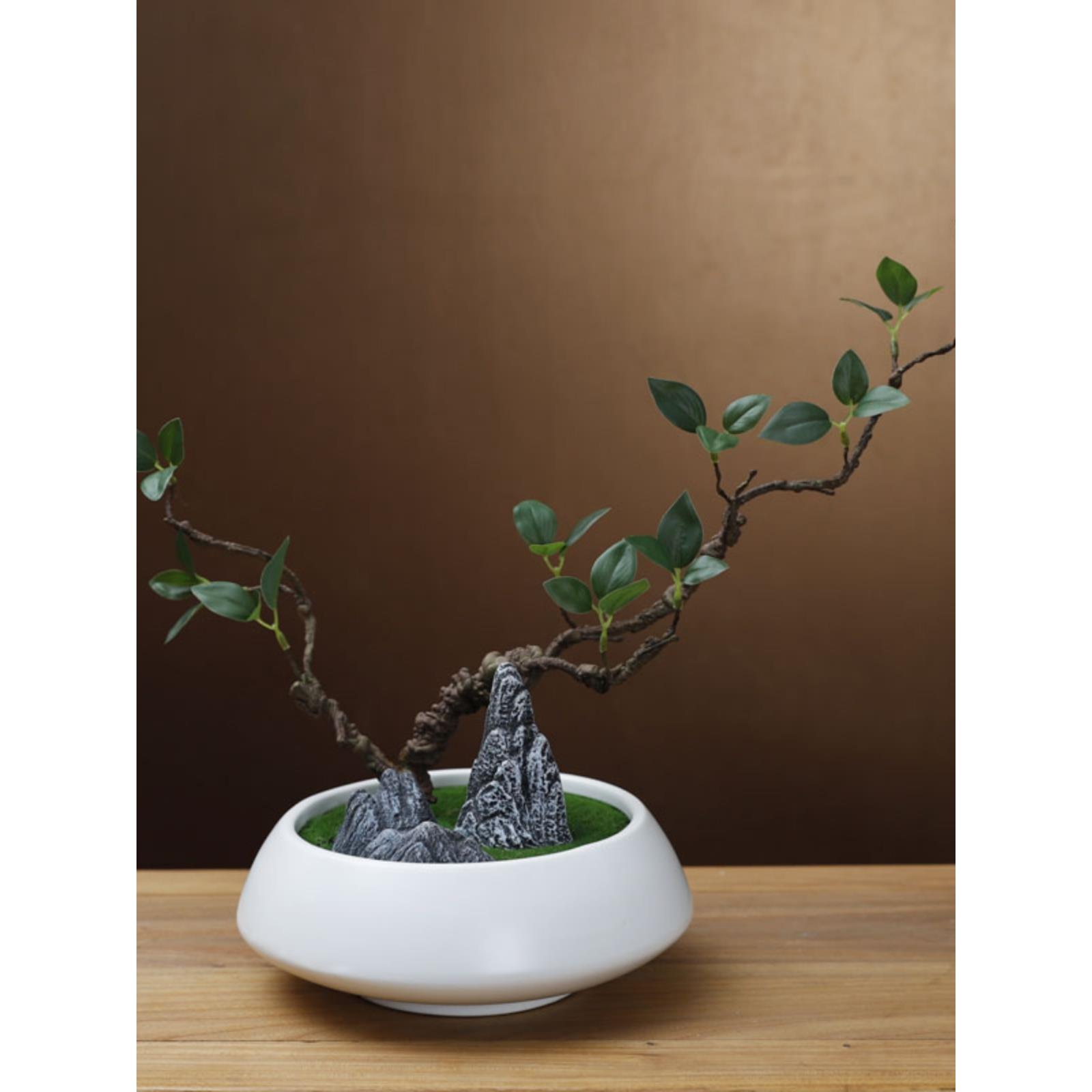 创意彷真绿植套装摆件新中式家居室内茶台插花装饰假花彷真花摆设