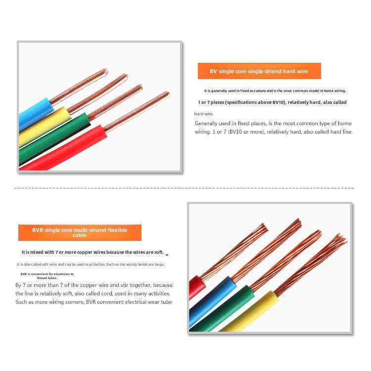 起帆电线电缆BV0.5/BV0.75/BV1平方单股铜芯硬线 灯头线单芯100米