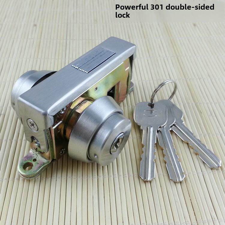 促销价强棒地锁/有框玻璃门地锁/玻璃门锁/不锈钢玻璃锁/301双头