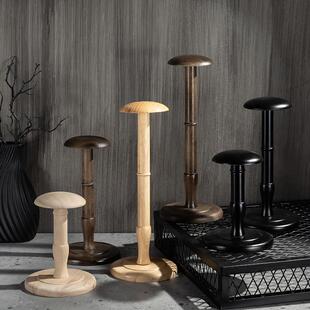 服装店陈列摆件架子实木彷古展示道具帽撑头盔托帽子台式假发套架