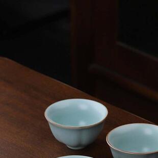 天青汝窑茶杯手工可养开片高端陶瓷品茗杯汝瓷功夫茶具茶盏碗套装