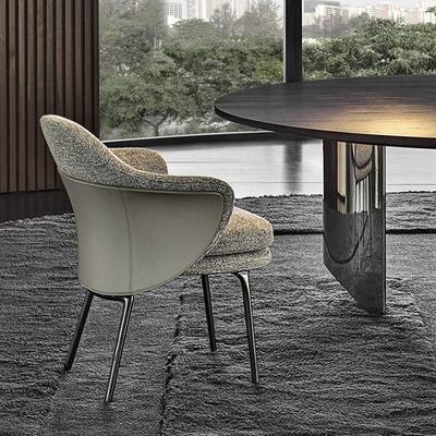 艾尚卡菲 意式极简棉麻Angie餐椅不锈钢高靠背餐厅椅子别墅高档