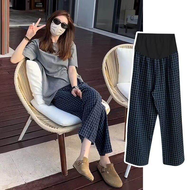 孕妇裤子春夏薄款慵懒宽松百搭时尚直筒宽裤夏季格子九分休闲裤,孕妇装/孕产妇用品/营养,孕妇休闲裤,淘宝优惠券,粉丝福利购,淘宝优惠卷