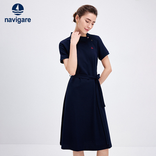 新款 Polo连衣裙女夏季 斜领裙子 短袖 Navigare意大利小帆船明星同款