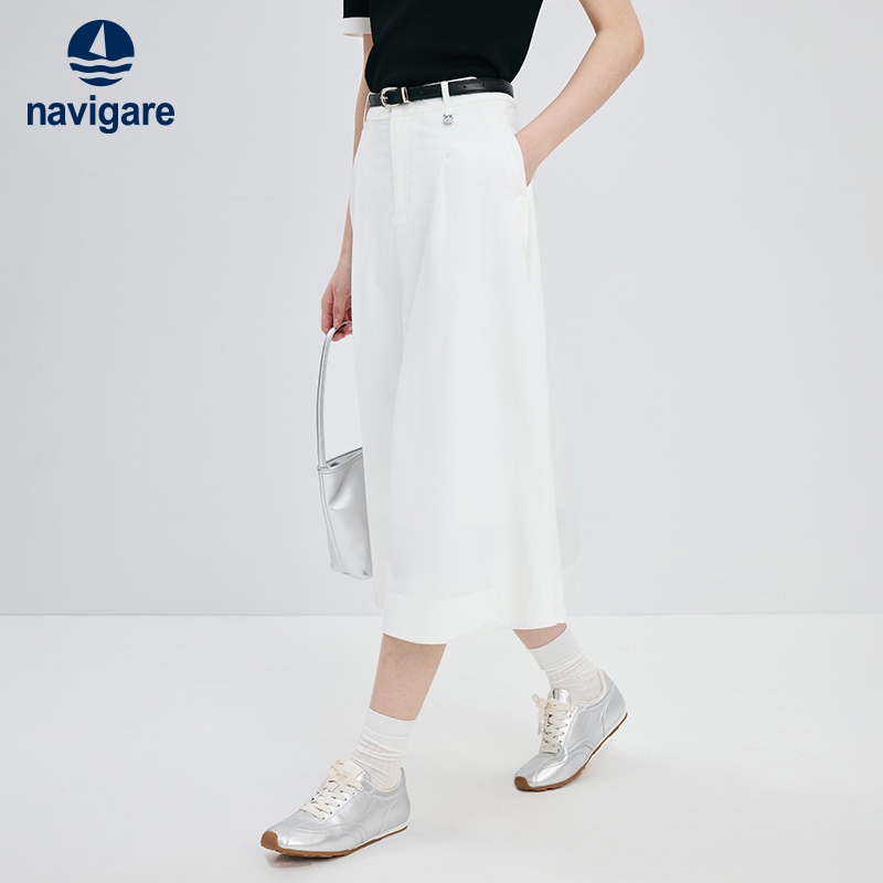 Navigare薄款高腰A版半身裙