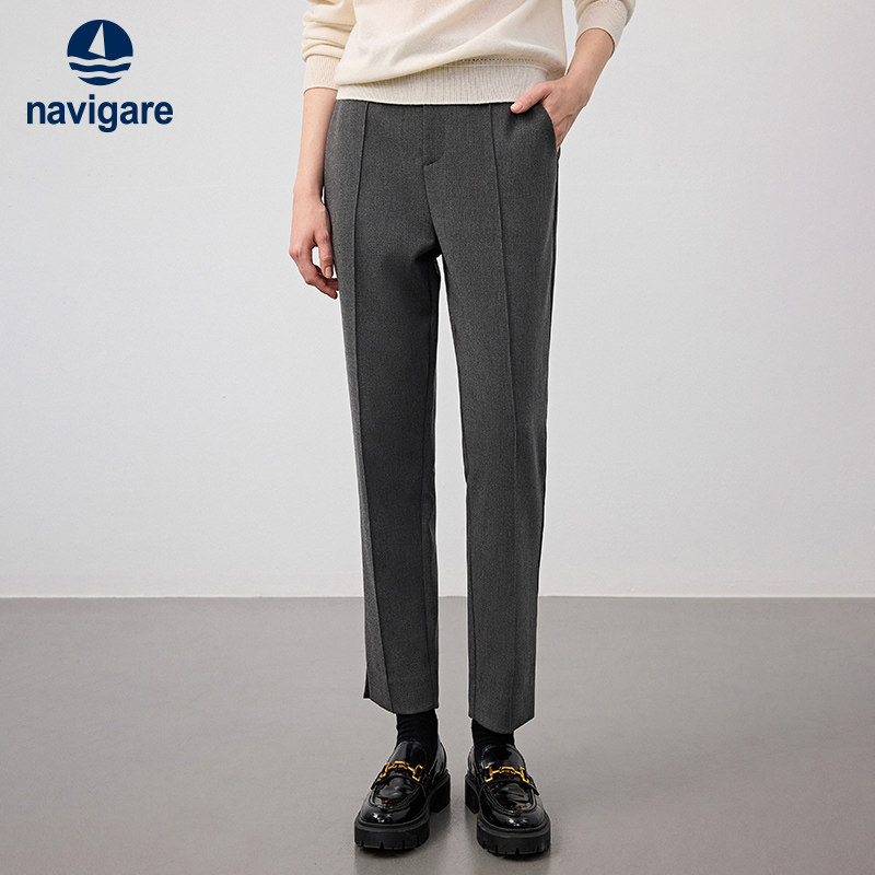Navigare意大利小帆船女士休闲裤秋季高档商务西裤高腰九分锥形裤 - navigare女装旗舰店出品