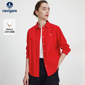 新款 女士2026春季 纯棉衬衣 衬衫 Navigare意大利小帆船红色休闲长袖