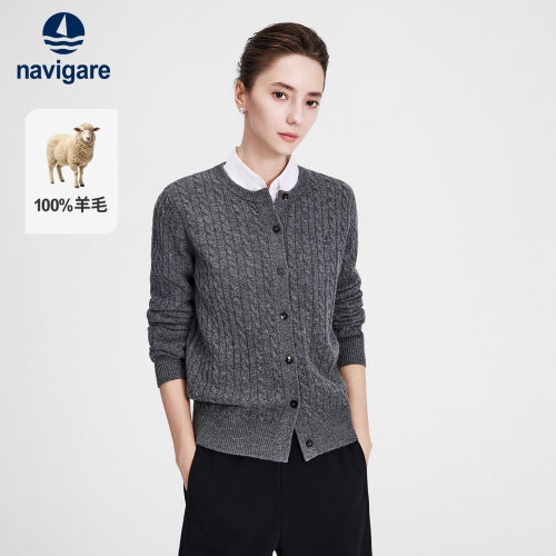 Navigare纯羊毛女士针织开衫
