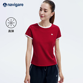 T恤 休闲女士高弹红色圆领短袖 Navigare意大利小帆船2026夏季 新款