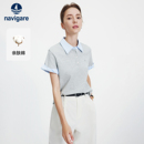 Navigare意大利小帆船2026夏季新款女士假两件T恤短袖撞色polo衫