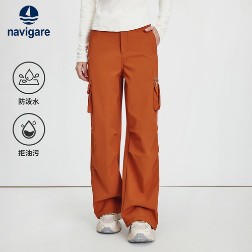 Navigare意大利小帆船加绒工装休闲裤女士秋冬季新款三防户外长裤