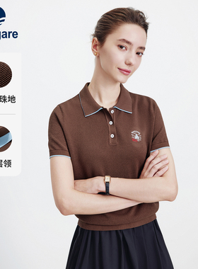 Navigare意大利小帆船2026夏季新款女士polo衫撞色翻领短袖T恤衫