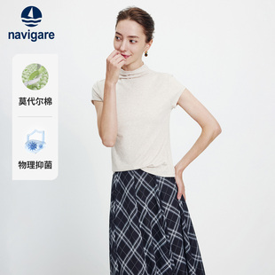 高领T恤 休闲女士短袖 Navigare意大利小帆船26春季 韩系慵懒风修身