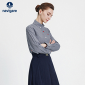 Navigare意大利小帆船纯棉长袖 格子休闲衬衣 新款 衬衫 女士2025秋季