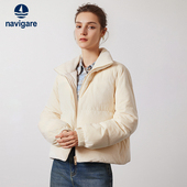 灯芯绒百搭外套白鸭绒女装 Navigare意大利小帆船短装 羽绒服女冬季