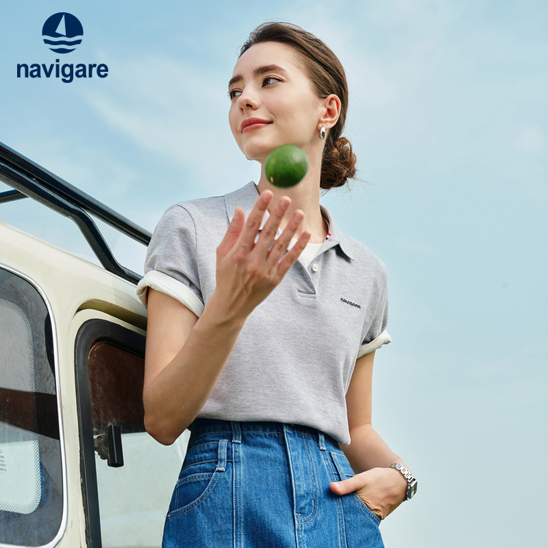 Navigare凉感弹力短袖POLO衫