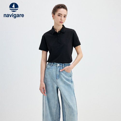 纳维凯尔小帆船冰丝Polo衫女