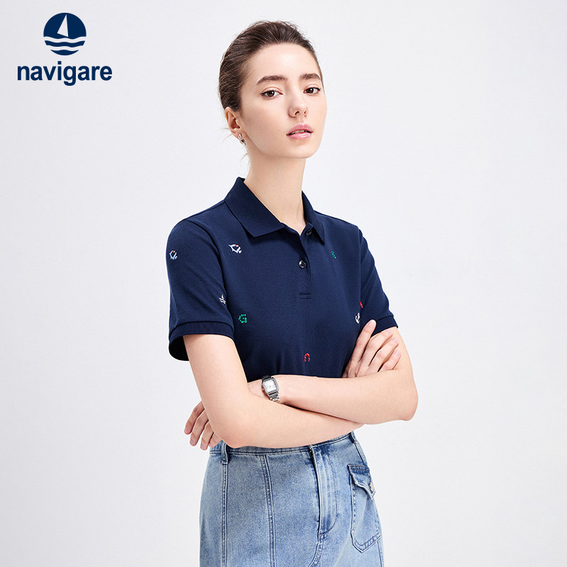 [冰丝]Navigare意大利小帆船短袖polo衫女26夏季新款休闲翻领T恤,女装/女士精品,POLO衫,淘宝优惠券,粉丝福利购,淘宝优惠卷