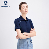 新款 休闲翻领T恤 polo衫 女26夏季 冰丝 Navigare意大利小帆船短袖