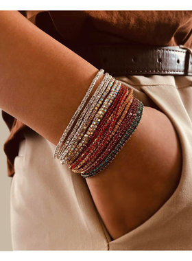 myya跨境欧美多色水钻弹力手链闪亮简约手链饰品女跨境手饰品