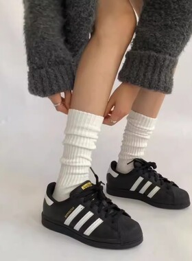 JerseyFit风长筒堆堆袜女针织中筒袜白色jk袜子灰色小腿袜女秋冬