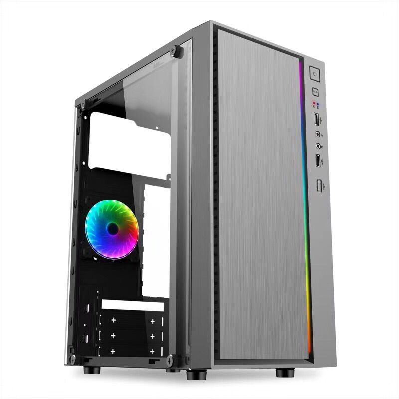 RGB光效精美迷你全侧透白色游戏商务办公电脑台式小机箱diyUSB3.0