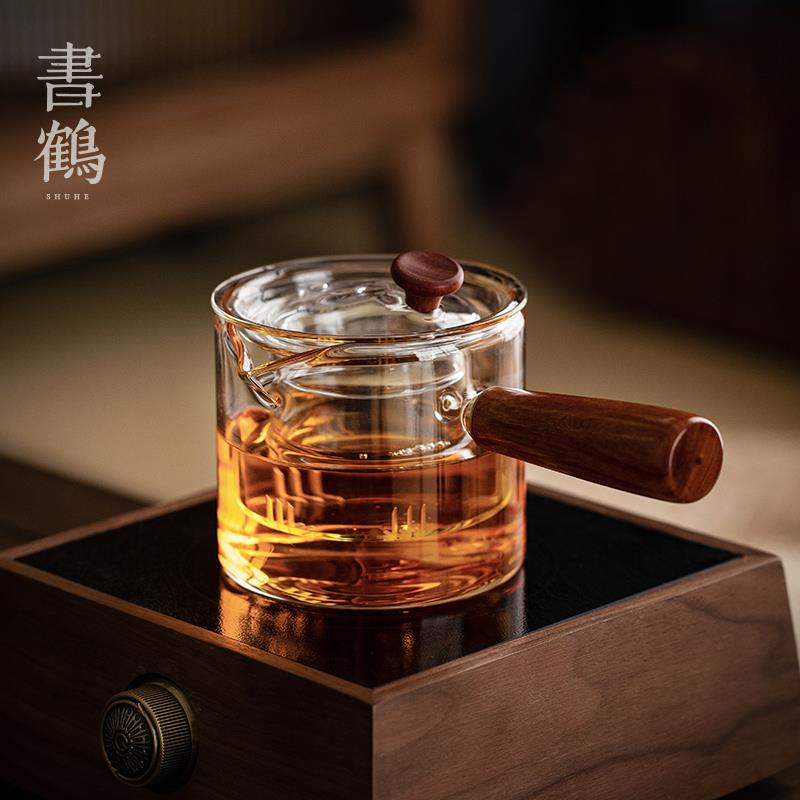 书鹤侧把玻璃煮茶壶小青柑泡茶壶加厚耐高温黑晶炉煮茶器单壶茶具