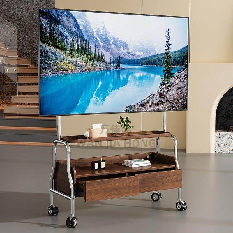 现代简约落地柜可移动不锈钢电视支架家用43/55/65/75寸通用挂架