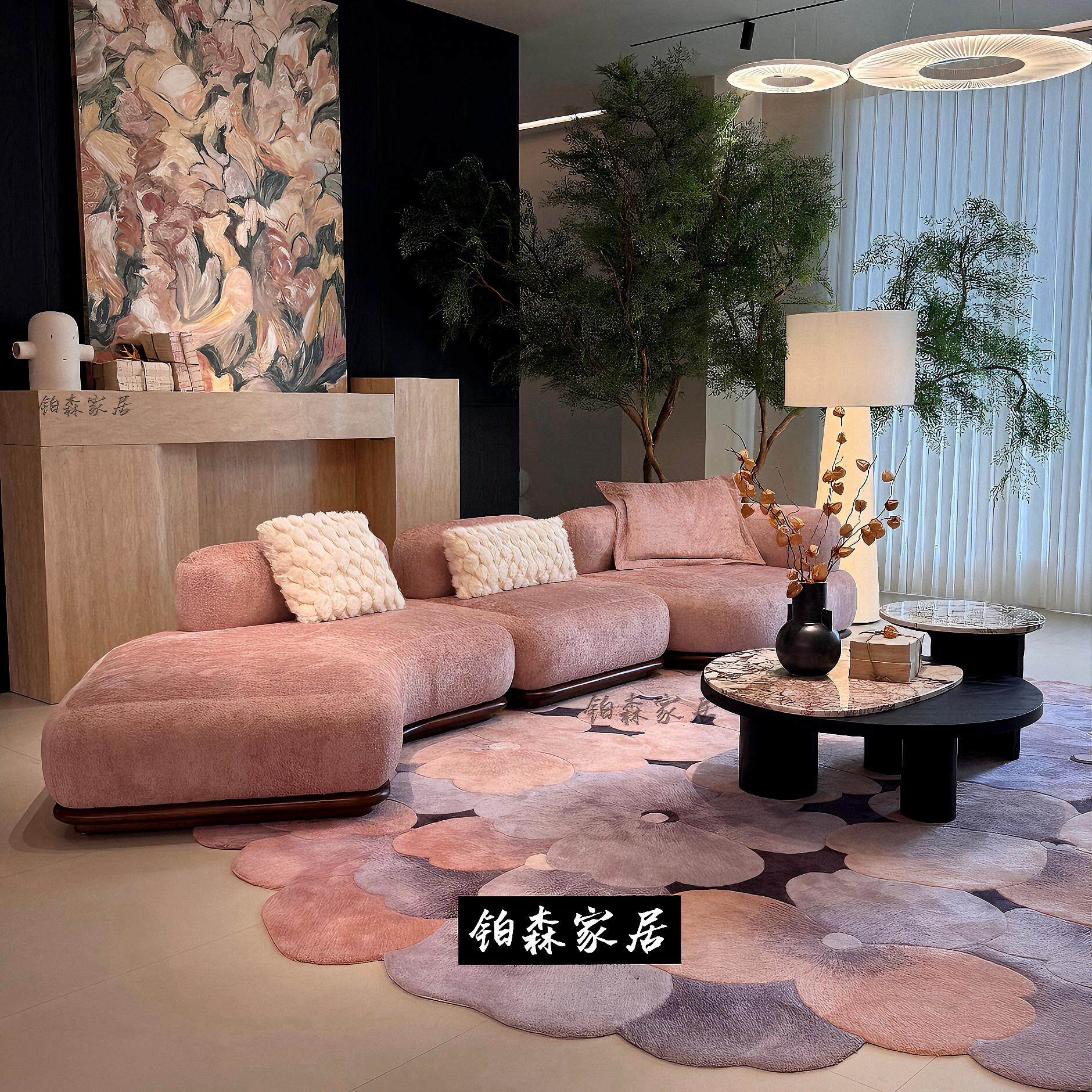 布艺模块观山沙发客厅2026新款现代简约别墅皮布转角贵妃组合沙发