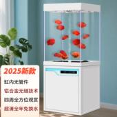 鱼美轩新款 家用客厅鱼缸无管件超白超清底滤智能一体自循环免换水