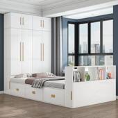 丛良实木衣柜床一体榻榻米小户型简约现代儿童床多功能书桌组合床