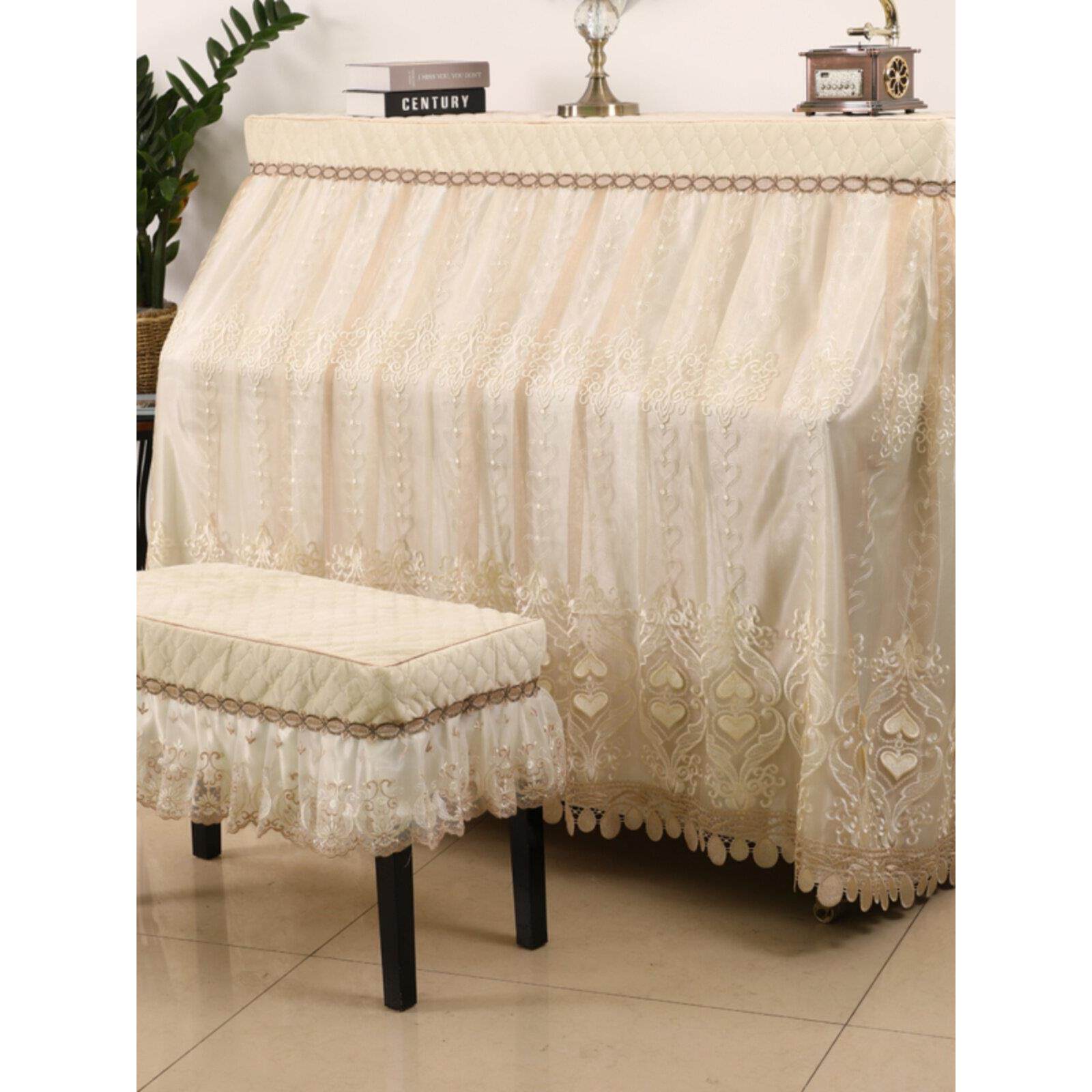 白色蕾丝钢琴罩全罩无障碍豪华高端欧式加厚钢琴罩全包防尘罩现代