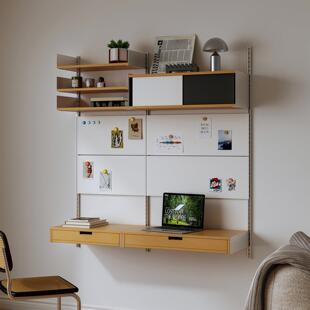 书格有物覆古壁挂置物架卧室可调节桦木书架墙家用装饰摆饰展示架