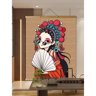 竹帘卷帘挂画客厅玄关装饰帘民宿隔断挂帘免打孔国风茶室背景帘子
