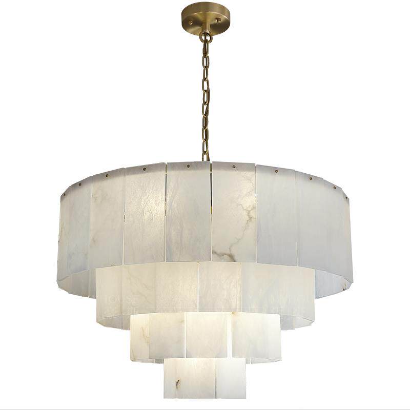 全铜天然云石轻奢吊灯设计师大气餐厅灯卧室灯具现代简约客厅主灯