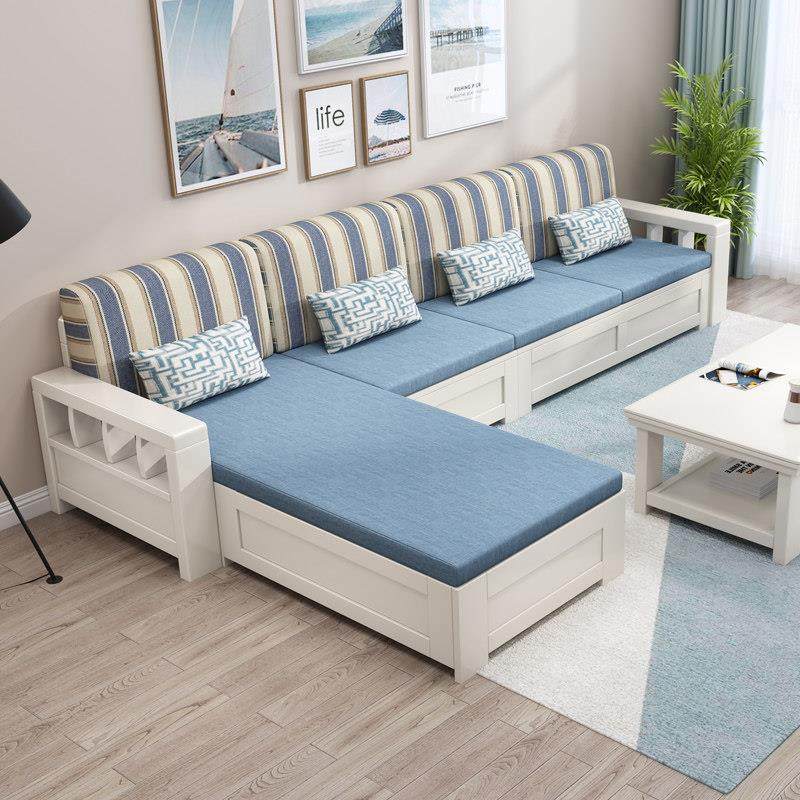 现代简约全实木客厅沙发组合白色小户型冬夏两用高箱储物贵妃沙发,住宅家具,实木沙发,淘宝优惠券,粉丝福利购,淘宝优惠卷