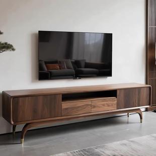 新中国风北美黑胡桃电视柜宋式美学客厅禅宗地板柜简约低柜实木家