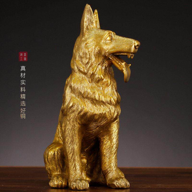 黄铜狗十二生肖坐狼狗守门客厅礼品摆设大号工艺品摆件