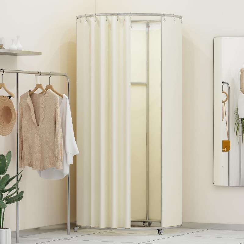 服装店试衣间帘户外简易移动换衣间落地可拆卸商场临时带轮试衣间